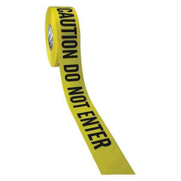 Barricade Tape, Danger Do Not Enter, 3 in Wide x 1000 ft Long, Polyethylene, 1.6 mil Thickness