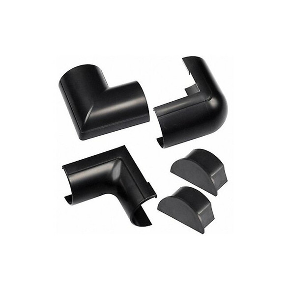 Accessory Multipack, 3 1/4 in L, 2 in W, 1 Channel, PVC, Black