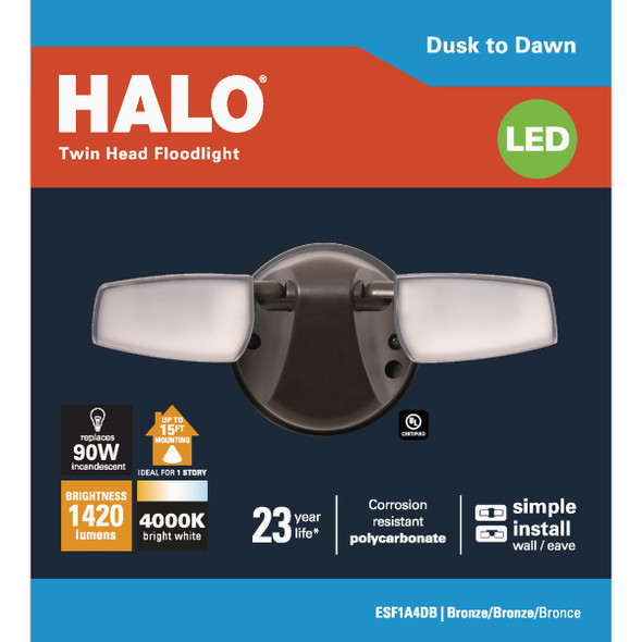 Halo Bronze Dusk to Dawn 15W LED Floodlight Fixture Halo Bronze Dusk to Dawn 15W LED Floodlight Fixture