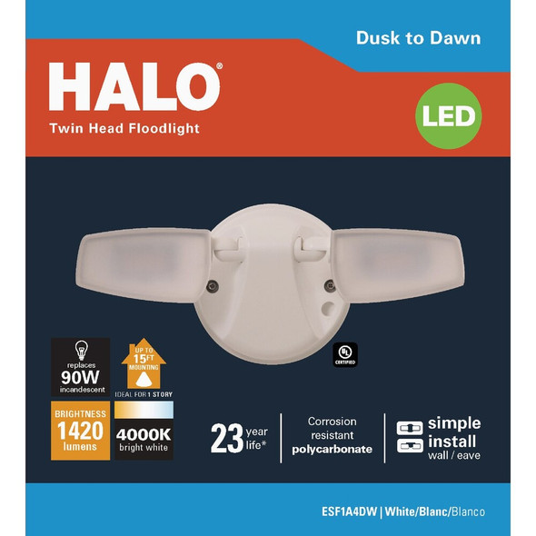 Halo White Dusk to Dawn 15W LED Floodlight Fixture ESF1A4DW 510716