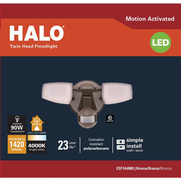 Halo Bronze Motion Activated 15W LED Floodlight Fixture ESF1A4MB 528869