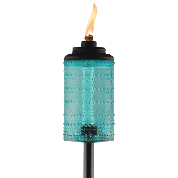 Tiki Easy Install 68 In. Blue Carnival Glass Patio Torch 1121089