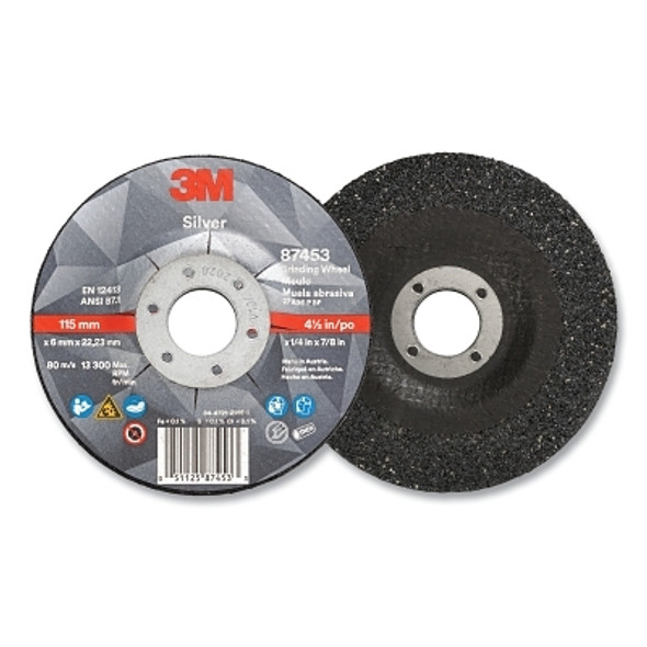 Silver Depressed Center Grinding Wheel, 4-1/2 in dia, 1/4 in, 7/8 in Arbor, 36 Grit, Precision Shaped Ceramic