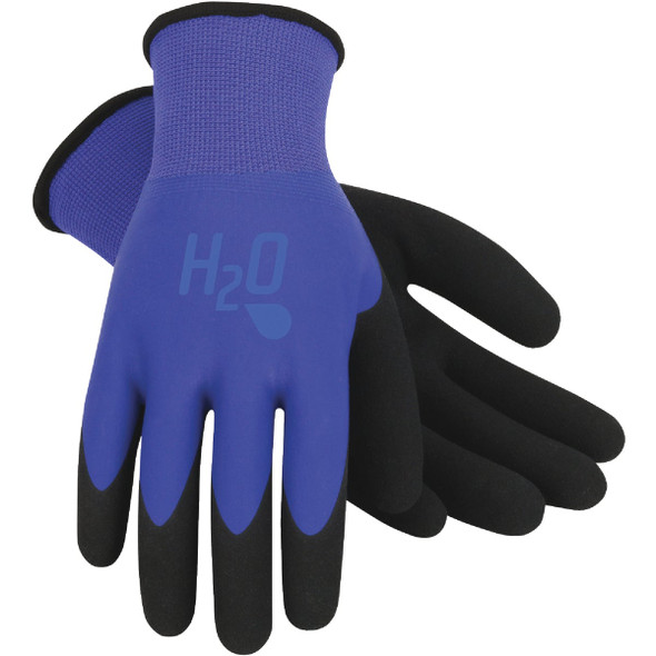 Mud H2O Women's Large Latex Coated Polyester Cobalt Blue Garden Glove SM7186B/L