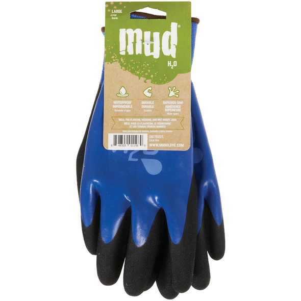 Mud H2O Women's Large Latex Coated Polyester Cobalt Blue Garden Glove SM7186B-L 713746