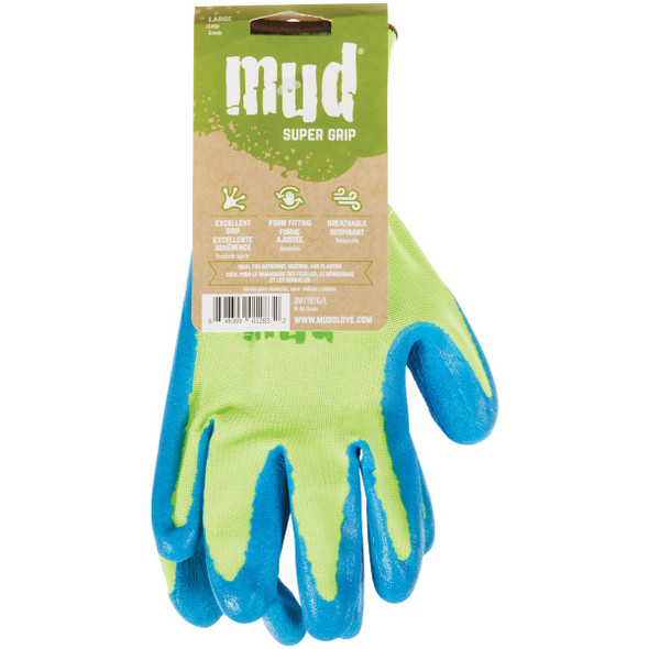 Mud Super Grip Women's Large Latex Coated Lime Green Garden Glove SM7187G-L 721550