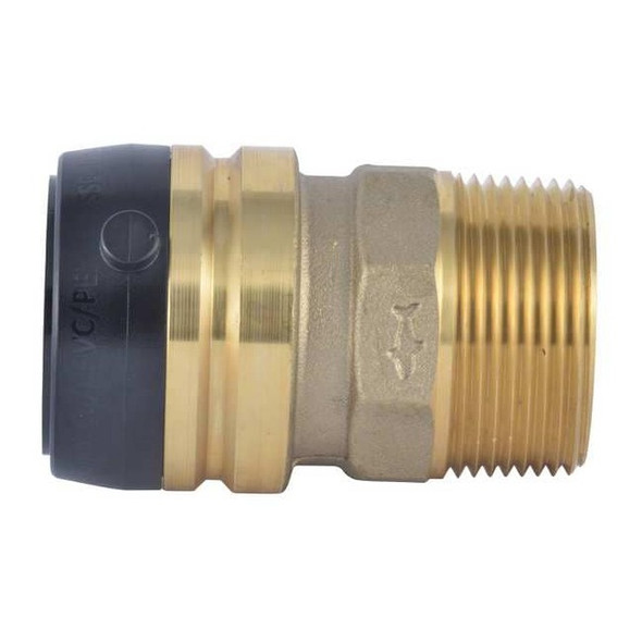 Sharkbite Fitting, Straight, Brass, Push-Fit 11/4 in, MNPT 11/4 in UXL113532M