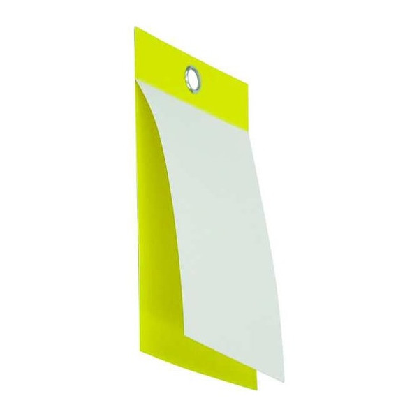 Tag, Blank, Vinyl, 5 in H x 3 1/8 in W, Yellow, Rectangle, 25 PK