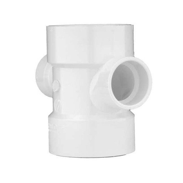 PVC Sanitary Tee, Hub, 3 in x 3 in x 1 1/2 in x 1 1/2 in Pipe Size
