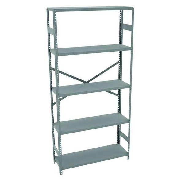 Metal Shelving Unit, 12"D x 36"W x 75"H, 5 Shelves, Carbon Steel