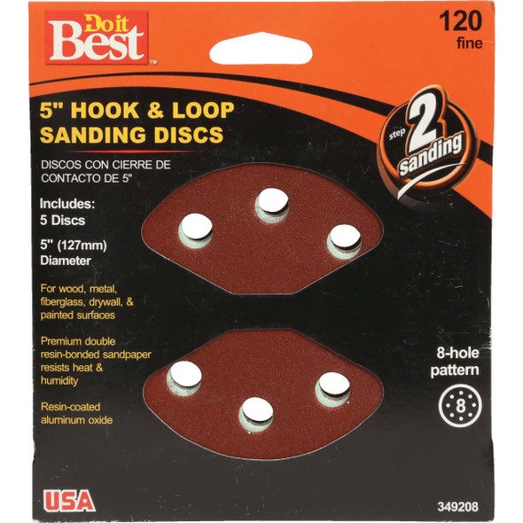 SIM Supply, Inc. 5pk 5" 120g Sanding Disc 349208GA