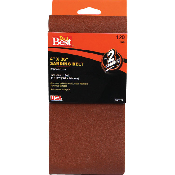 Do it Best 4 In. x 36 In. 120 Grit Heavy-Duty Sanding Belt 353787GA