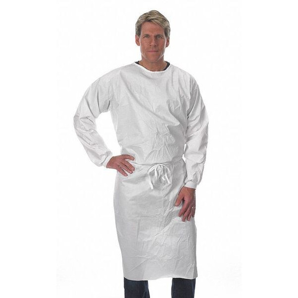Disposable Sleeve Apron, Tyvek(R), Serged, 5.5 mil, 45 in, White, M