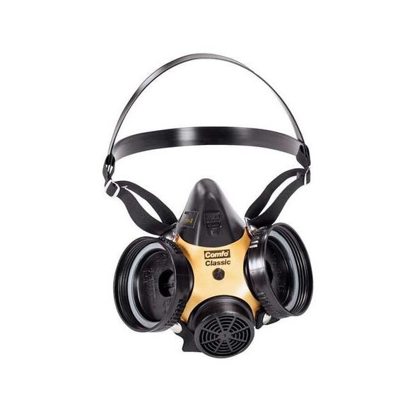 Half Mask Respirator, Comfo Classic, SoftFeel Hycar, Threaded, Black, Large
