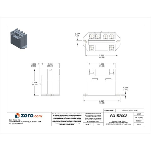 Top Flange, Enclosed Power Relay, Square, 30 A, 6 Pins, Screw  G7L-2A-BUBJ-CB-AC100/120