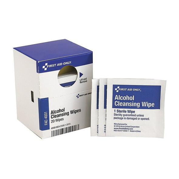 First Aid Only First Aid Kit Refill,Alcohol Wipes, 20 Per Box FAE-4001