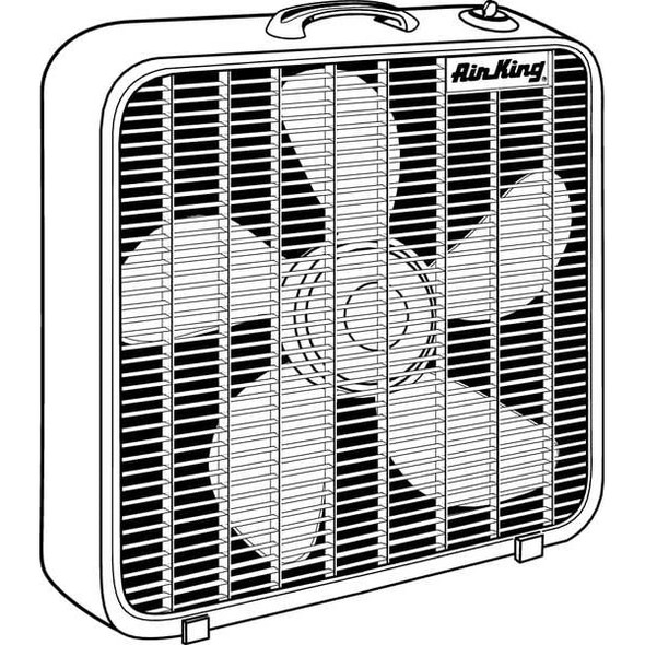 Air King Box Fan W/ 20 in Blade Dia, Non-Oscillating, 3 Speeds, 120V AC, 6 ft L Cord 9723