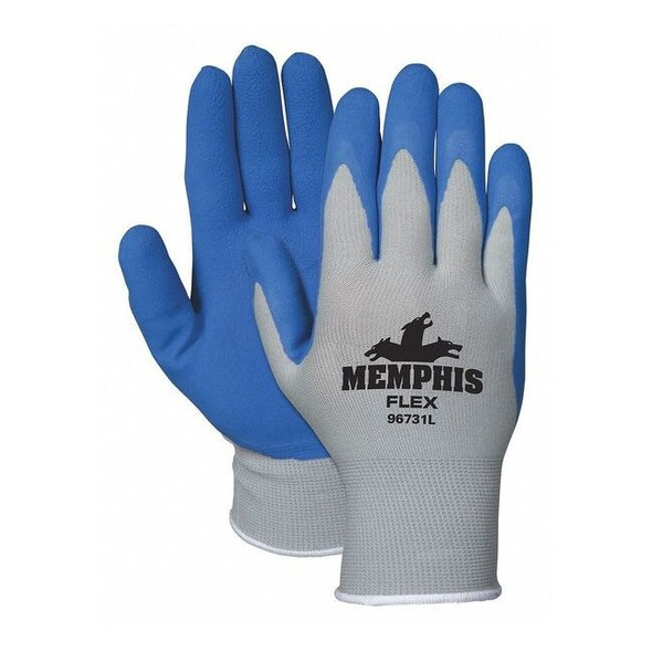 Coated Gloves, Foam Latex, Foam, Palm, 3 Abrasion Level, Gray, L (9) 1 PR