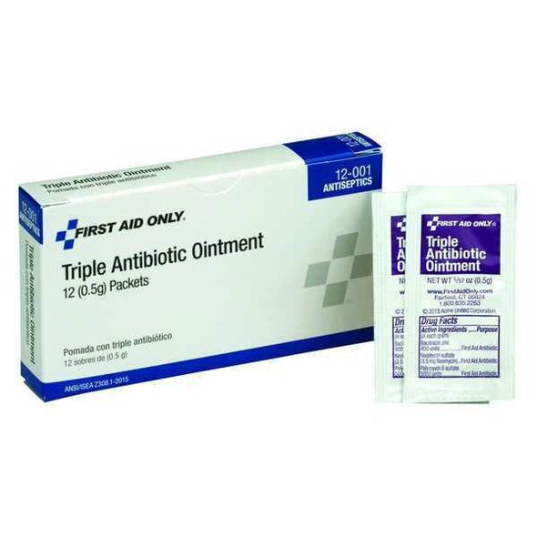 First Aid Only Topical Antibiotic,0.5g,Packet,PK12 12-001