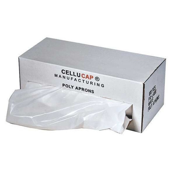 Disposable Apron, Polyethylene, Seamless, 1 mil, 46 in, White, Universal, 100 PK  PAL46RGRA