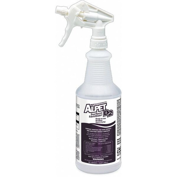 Cleaner, Disinfectant and Sanitizer, 1 qt. Trigger Spray Bottle, Alcohol, 4 PK