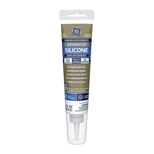 Silicone Sealant, 2.8 oz, Tube, Clear, Silicone Base, Advanced Silicone