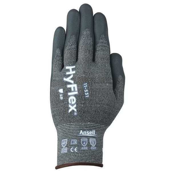 Cut Resistant Coated Gloves, Cut Level A2 ,Nitrile ,Rough ,6 1 PR