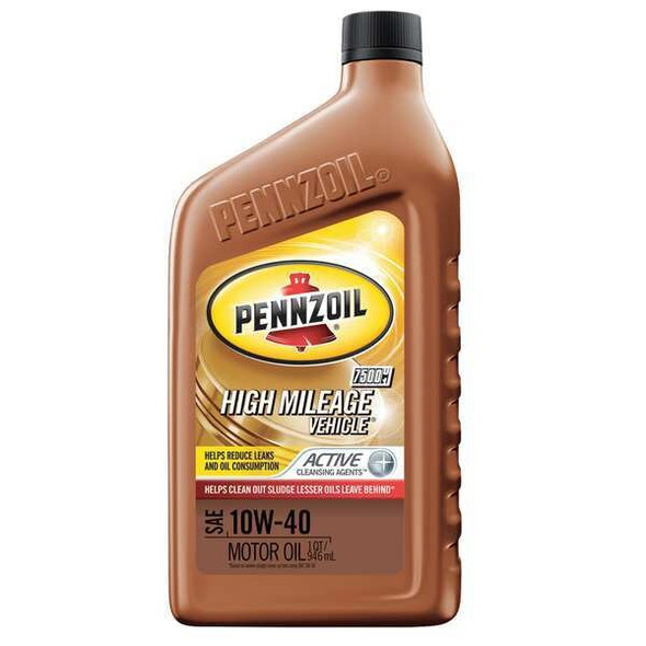 Pennzoil Engine Oil, 10W-40, 1 Qt., Hi Mileage 550022829