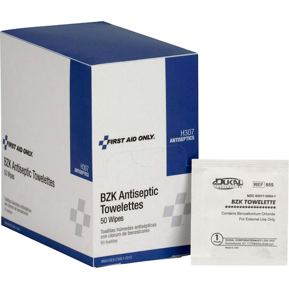 First Aid Only Topical Antiseptic,Wipes,PK50 H307 First Aid Only Topical Antiseptic,Wipes,PK50 H307