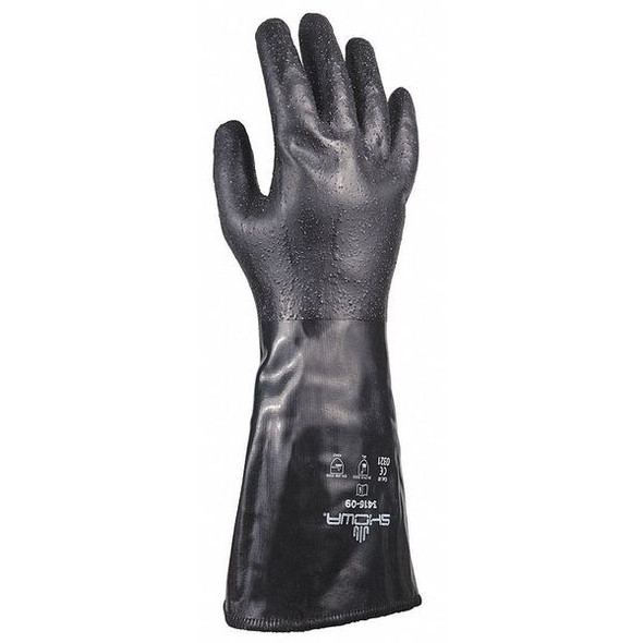 Showa Chemical Resistant Gloves,M,14" L,Blk,PR 3416-09