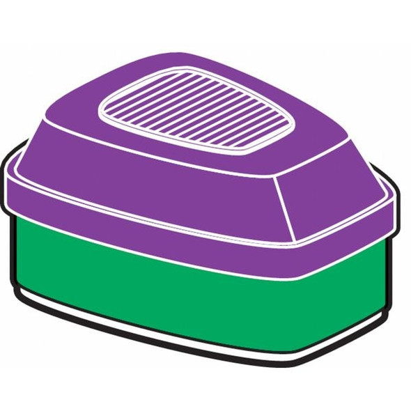 Combination Cartridge/Filter, 6000, Green, Magenta, Bayonet, 3M(TM) Half and Full Respirators