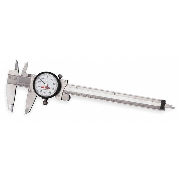 Starrett Dial Caliper w/Case,6 In/150mm,White 120A-6