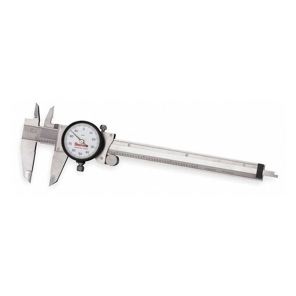 Starrett Dial Caliper w/Case,6 In/150mm,White 120A-6