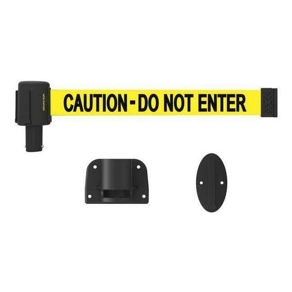 Retractable Belt Barrier, Yellow, 15 ft Length, Caution Do Not Enter