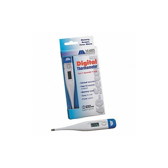 Digital Thermometer, Plastic, 2 547/5000 in L, 6.5 in W, White/Blue