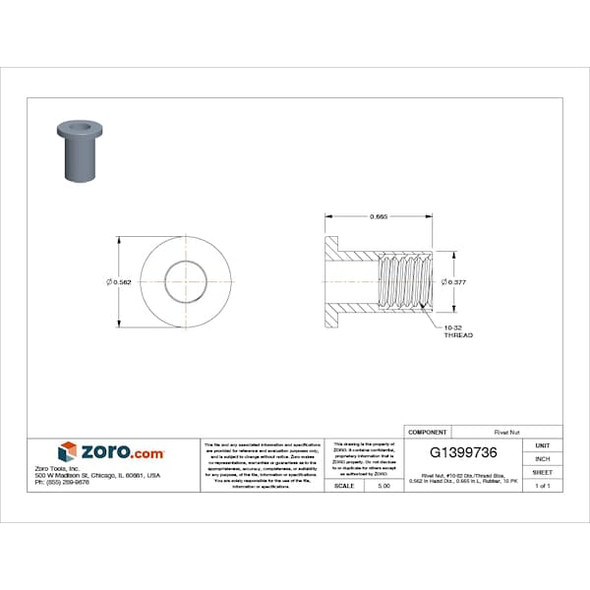 Stanley Engineered Fastening Well Nut,#10-32,Rubber,43/64 in L,PK10 347088/388 Stanley Engineered Fastening Well Nut,#10-32,Rubber,43/64 in L,PK10 347088/388
