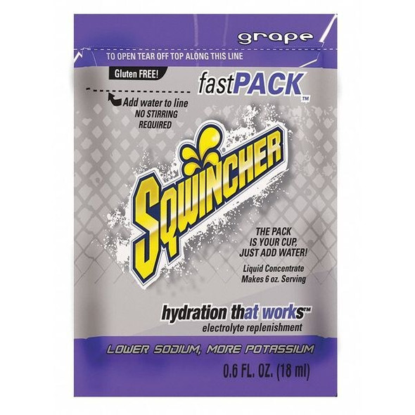 Sqwincher Sports Drink Liquid Concentrate 0.6 oz., Grape, Pk50 159015302