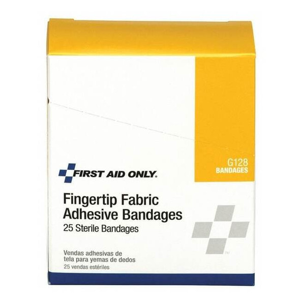 First Aid Only Fingertip Bandages,2"x1.75",Fabric,PK25 G128