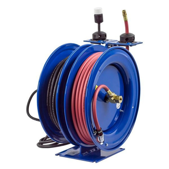 Coxreels Dual Hose Reel,Spring,3/8 in MNPT,50 ft C-L350-5012-A