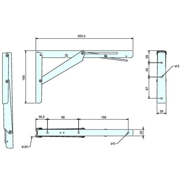 Sugatsune Adjustable Folding Bracket 4CRT3