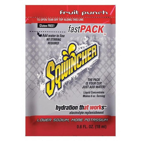 Sqwincher Sports Drink Liquid Concentrate 0.6 oz., Fruit Punch, Pk50 159015305