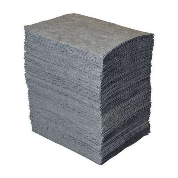 Brady Sorbent Pad, 22 gal, 15 in x 19 in, Universal, Gray, Polypropylene GP500