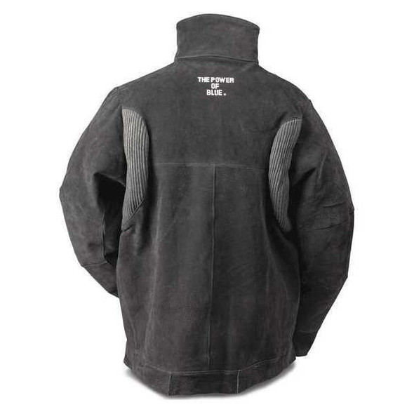 Welding Jacket, Pigskin, 2 oz, 30 in Length, Snaps Closure, 2 Pockets, Gray, 2XL