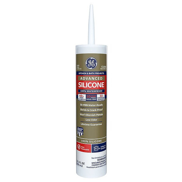 Silicone Sealant, 10 oz, Cartridge, Clear, Silicone Base, Advanced Silicone