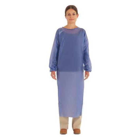 Ansell Apron, Vinyl, Blue, 53 in, M 56-903