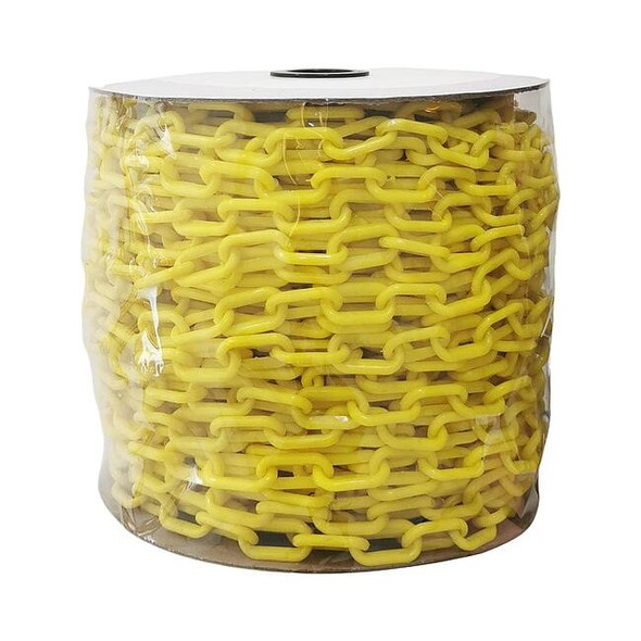 Plastic Chain, Yellow, Outdoor or Indoor, 2 in x 125 ft, Polyethylene