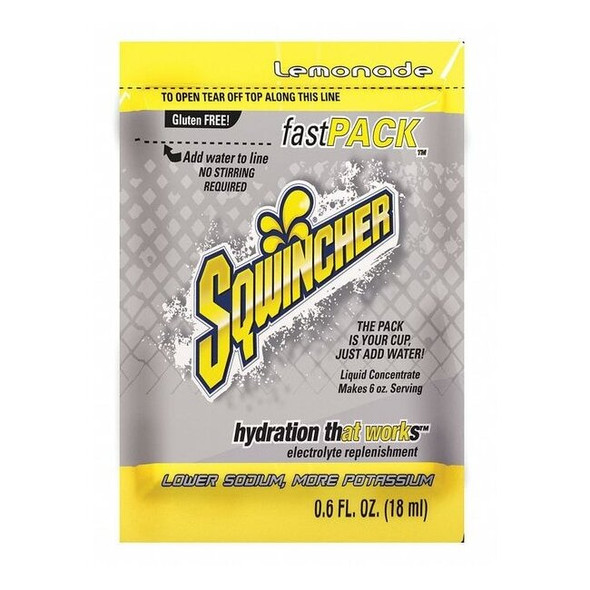 Sqwincher Sports Drink Liquid Concentrate 0.6 oz., Lemonade, Pk50 159015303