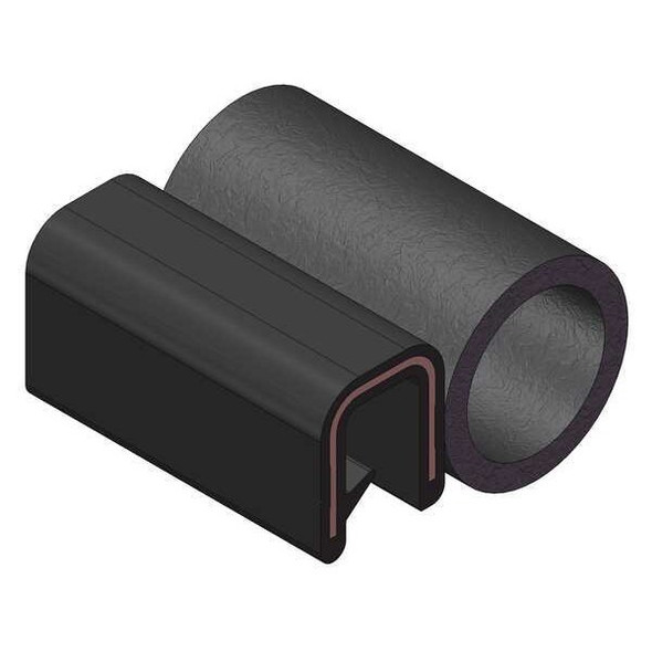 Trim Seal, EPDM, 25 ft Length, 7/8 in Overall Width, Style: Trim with a Top Bulb