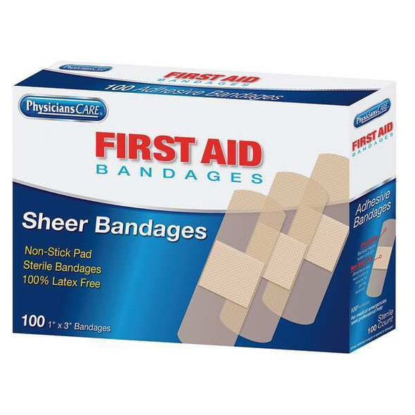 First Aid Only Strip Bandages,3"x1",Plastic,PK100 90331 First Aid Only Strip Bandages,3"x1",Plastic,PK100 90331