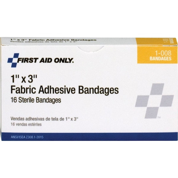 First Aid Only Bandage, Beige, Fabric, Box, PK16 1-008